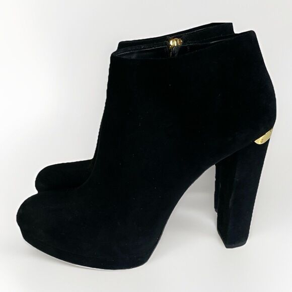 Michael Kors Women's Haven Boots Block Heel Platform Black Suede Size 9 M - Picture 2 of 10